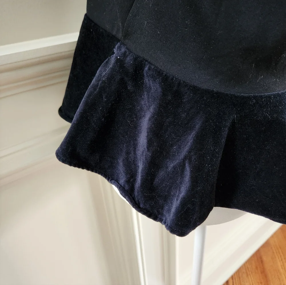 J. Crew Black Sleeveless Peplum Blouse With Velvet Trim
